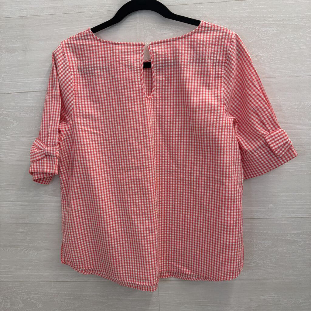 Red/ White Gingham Short Sleeve Top Medium