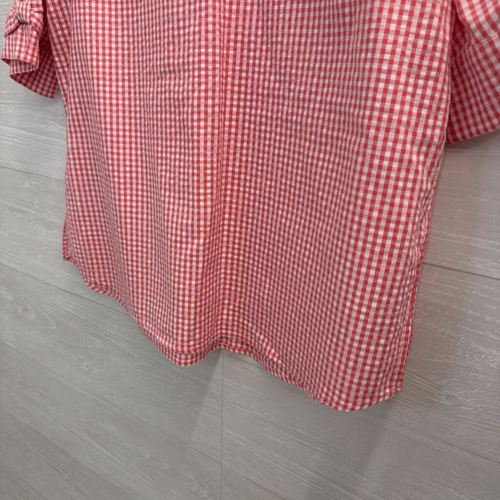 Red/ White Gingham Short Sleeve Top Medium