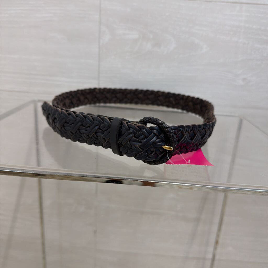 Talbots Navy Braided Leather Belt Small