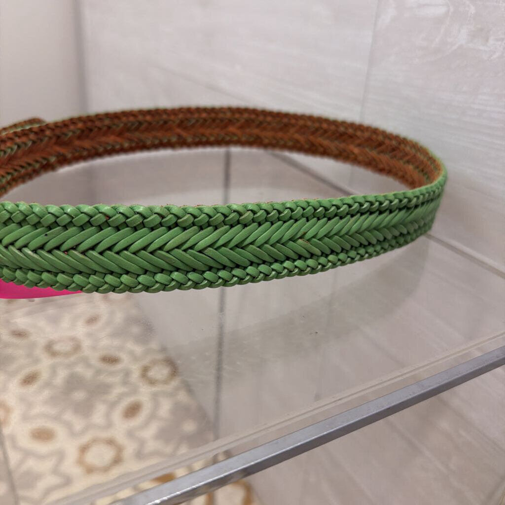 Talbots Green Braided Leather Belt Small