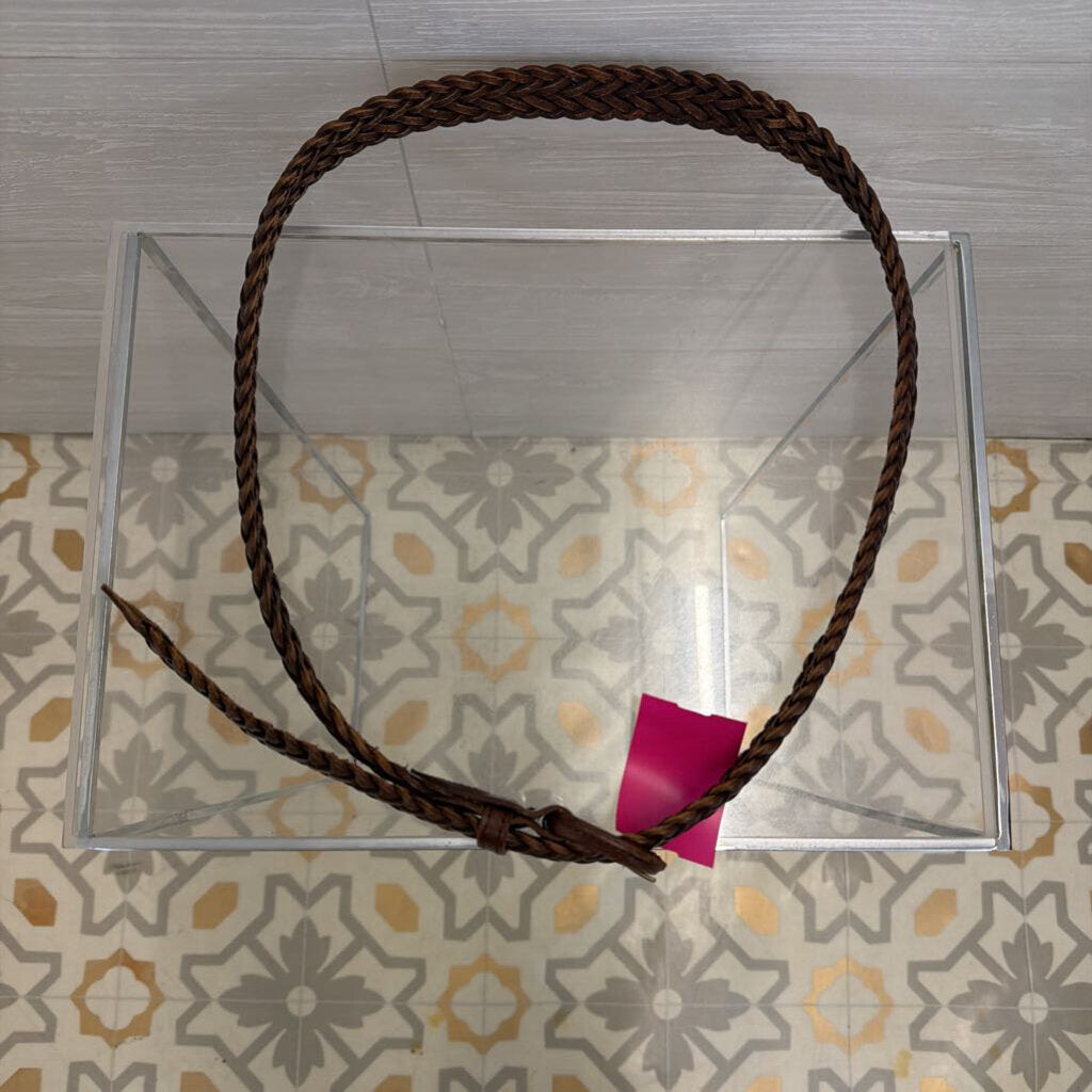 Brown Braided Leather Belt 38