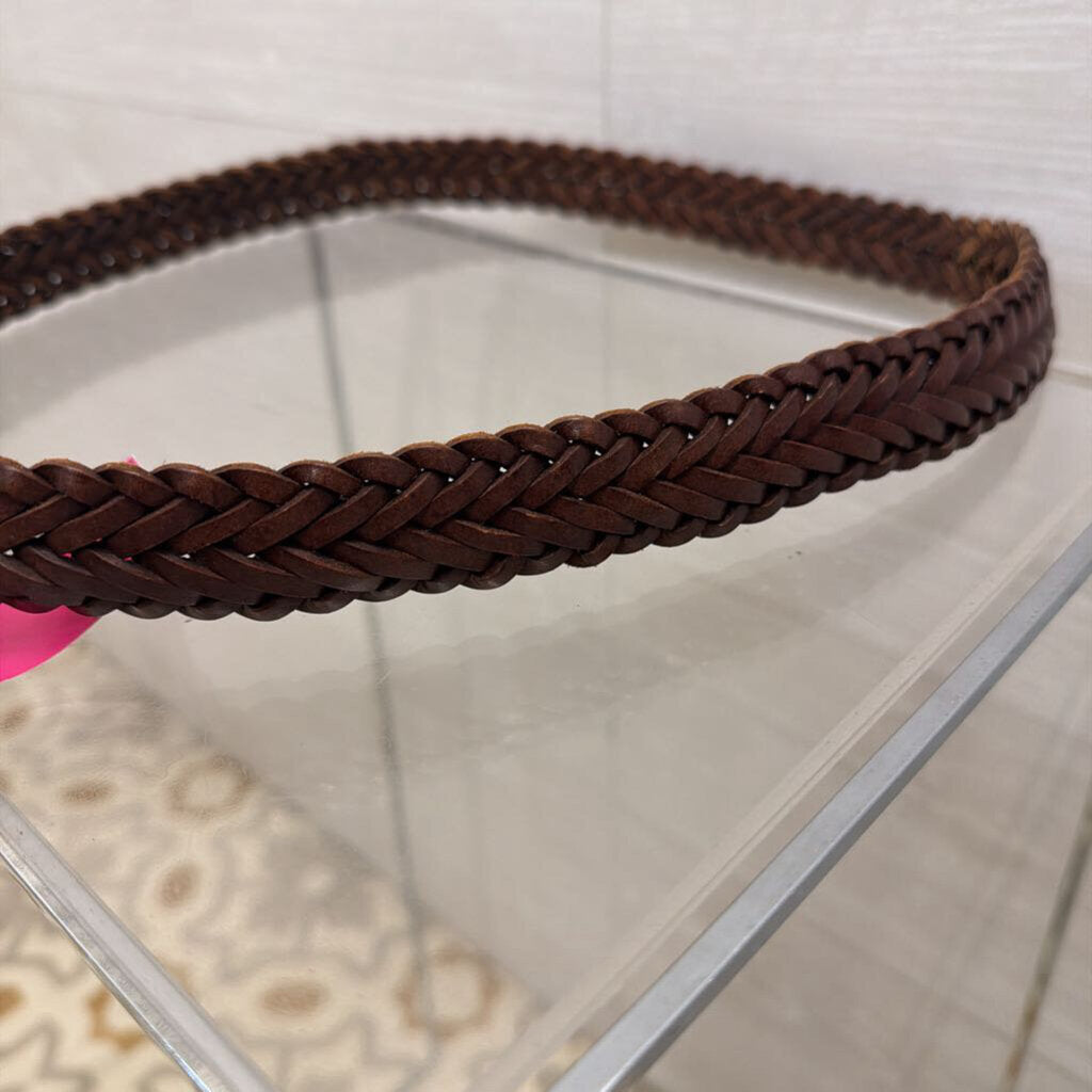 Brown Braided Leather Belt 38