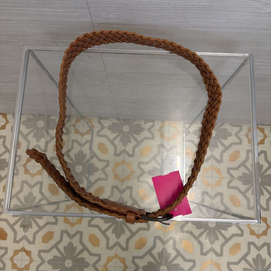 Brown Braided Leather Belt Small