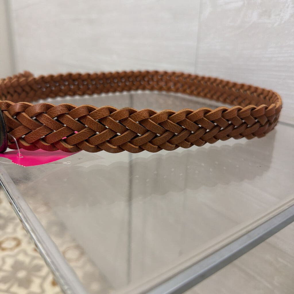 Brown Braided Leather Belt Small