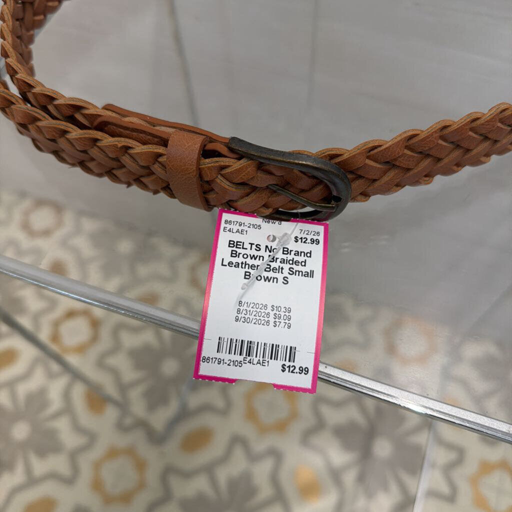 Brown Braided Leather Belt Small
