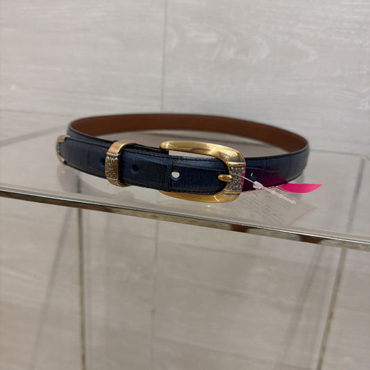 Navy/ Silver Detail Leather Belt Small