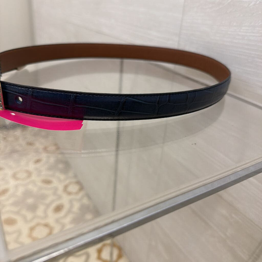 Navy/ Silver Detail Leather Belt Small