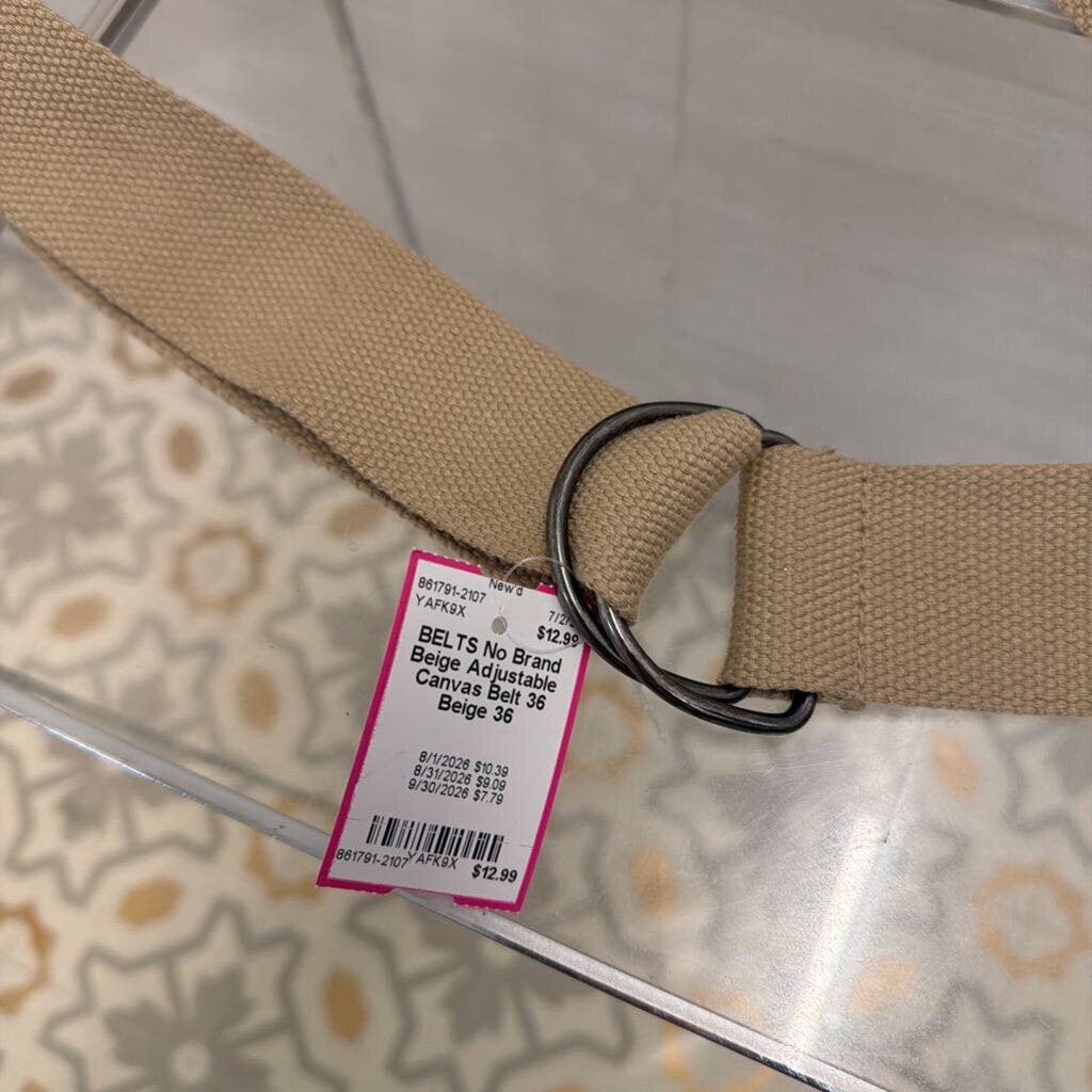 Beige Adjustable Canvas Belt 36