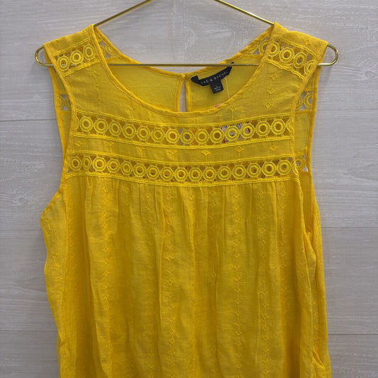 Zac and Rachel Yellow Embroidered Sleeveless Top Large