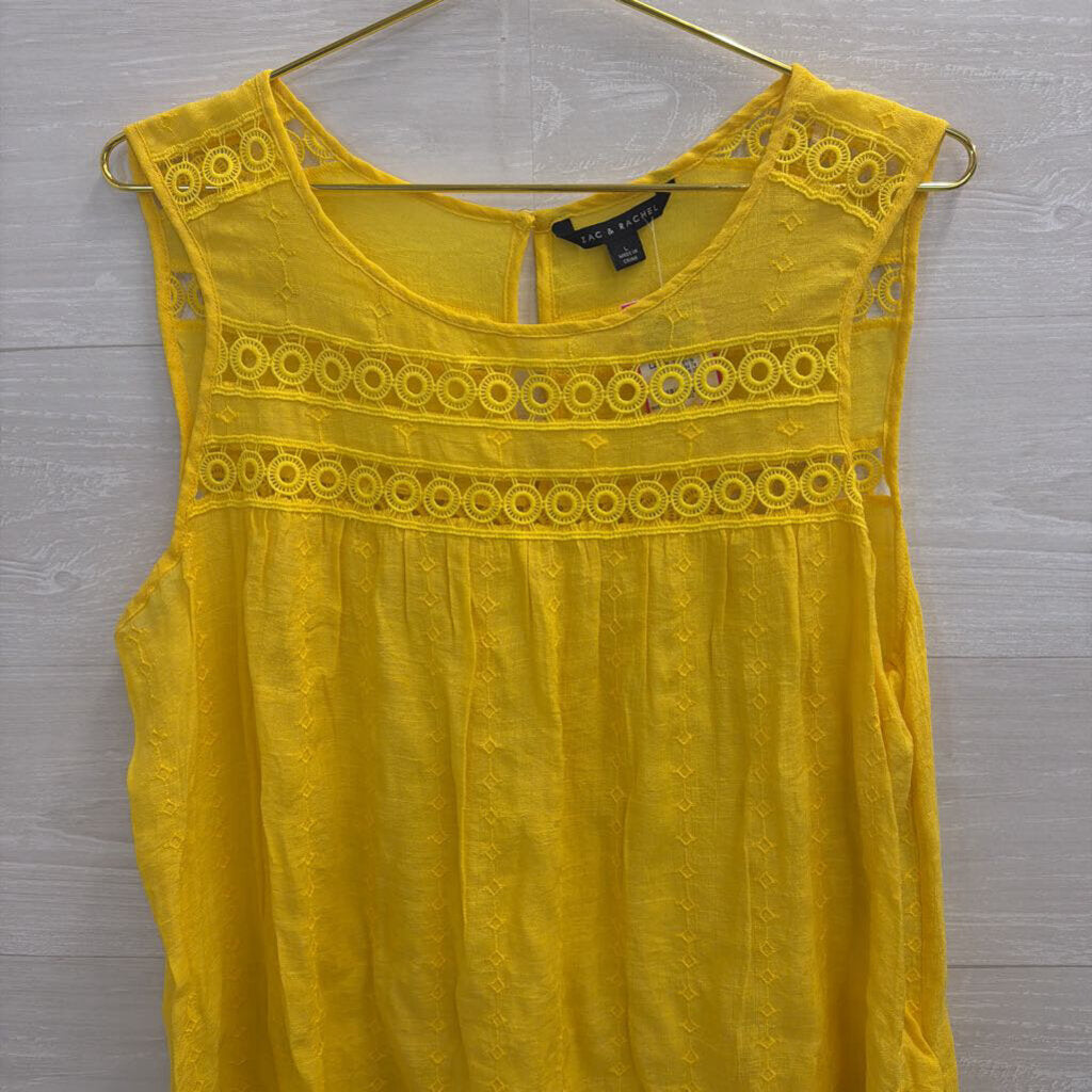 Zac and Rachel Yellow Embroidered Sleeveless Top Large