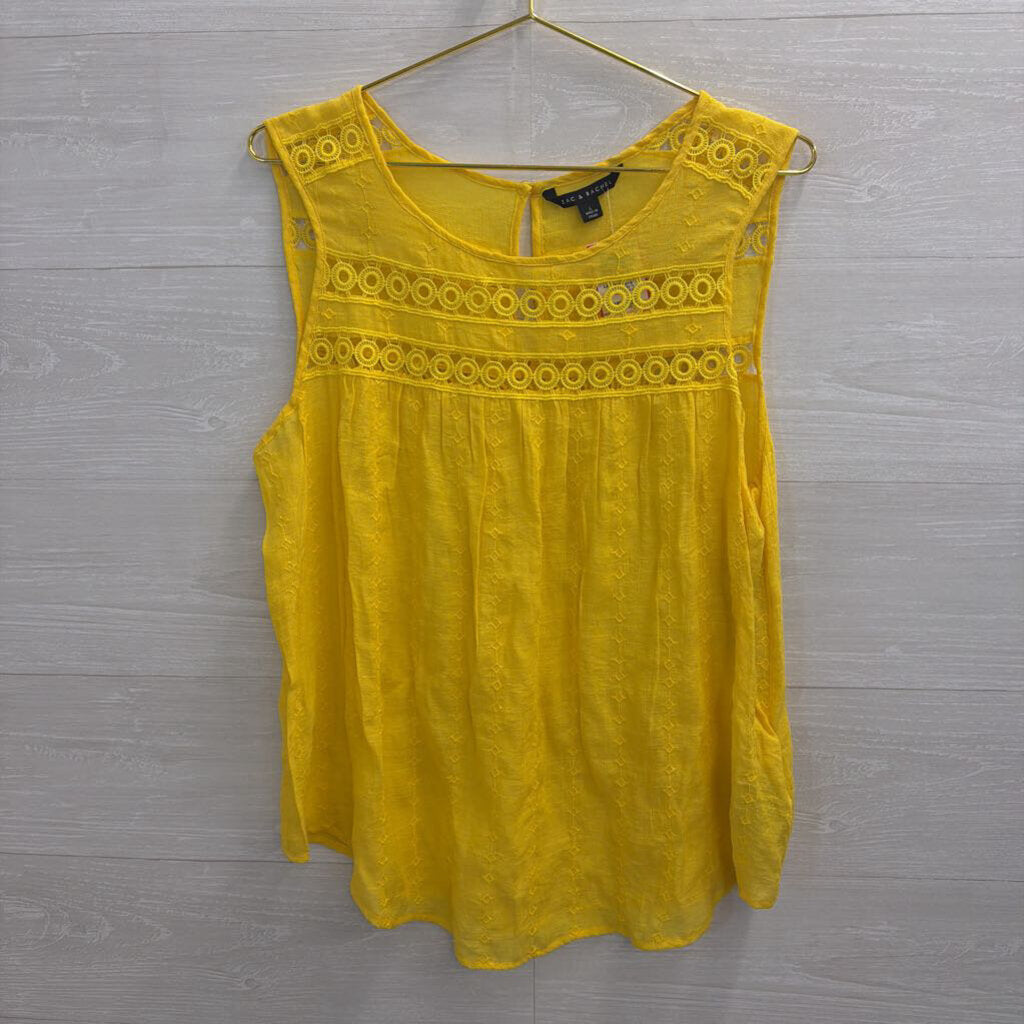 Zac and Rachel Yellow Embroidered Sleeveless Top Large