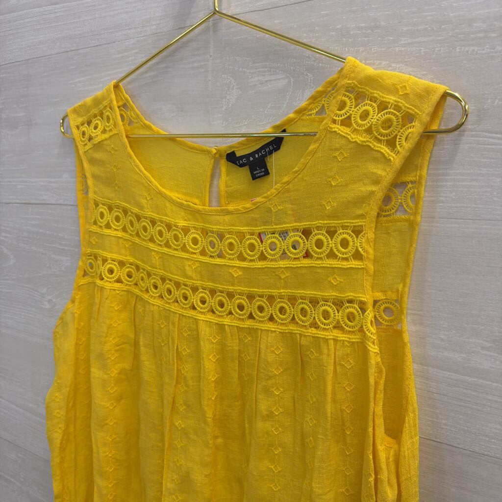 Zac and Rachel Yellow Embroidered Sleeveless Top Large