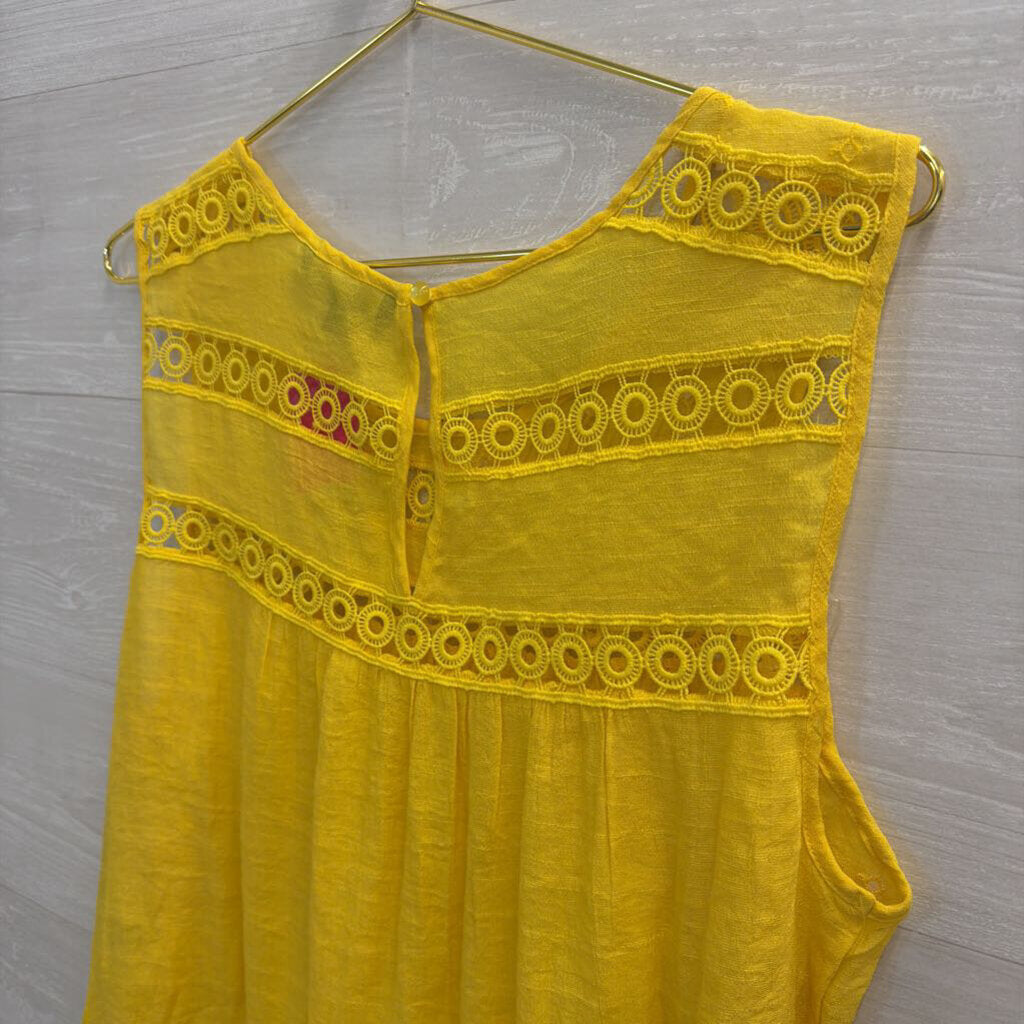 Zac and Rachel Yellow Embroidered Sleeveless Top Large