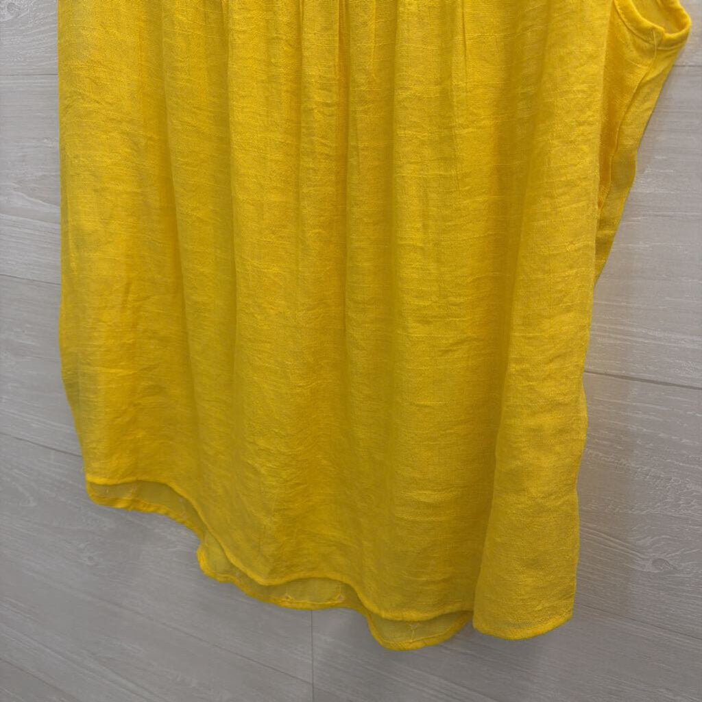 Zac and Rachel Yellow Embroidered Sleeveless Top Large