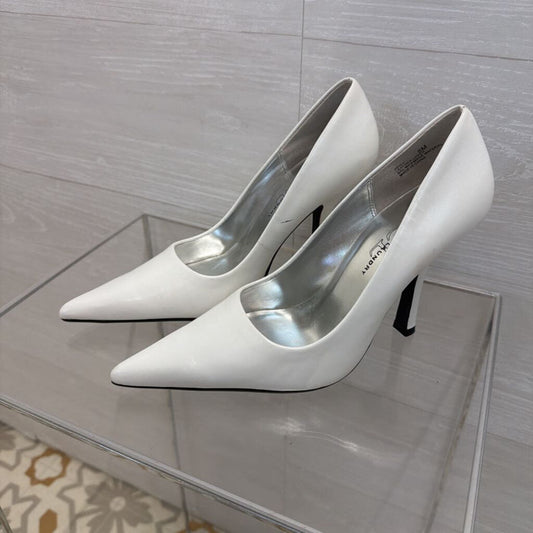 Chinese Laundry White Leather Point Toe Pump Heels 8