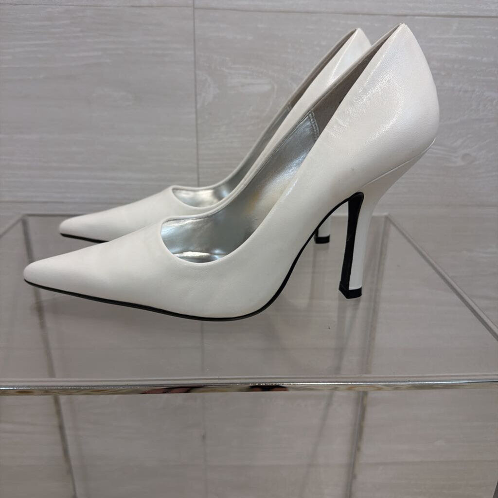 Chinese Laundry White Leather Point Toe Pump Heels 8