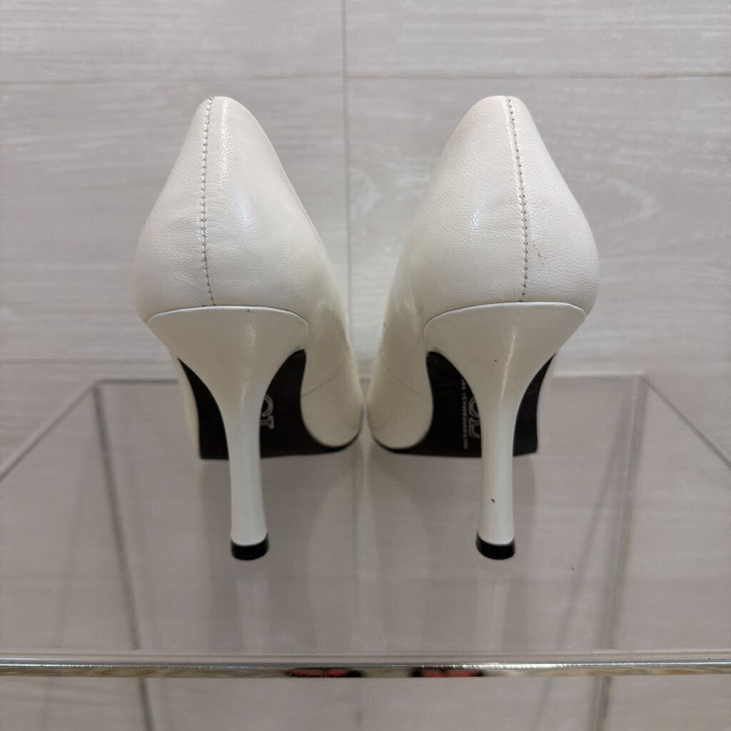 Chinese Laundry White Leather Point Toe Pump Heels 8