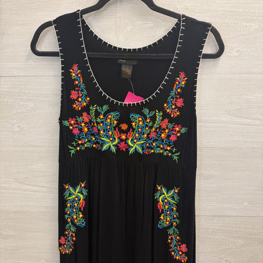Grace Dresses Black/ Multi Embroidered Sleeveless Maxi Dress Small