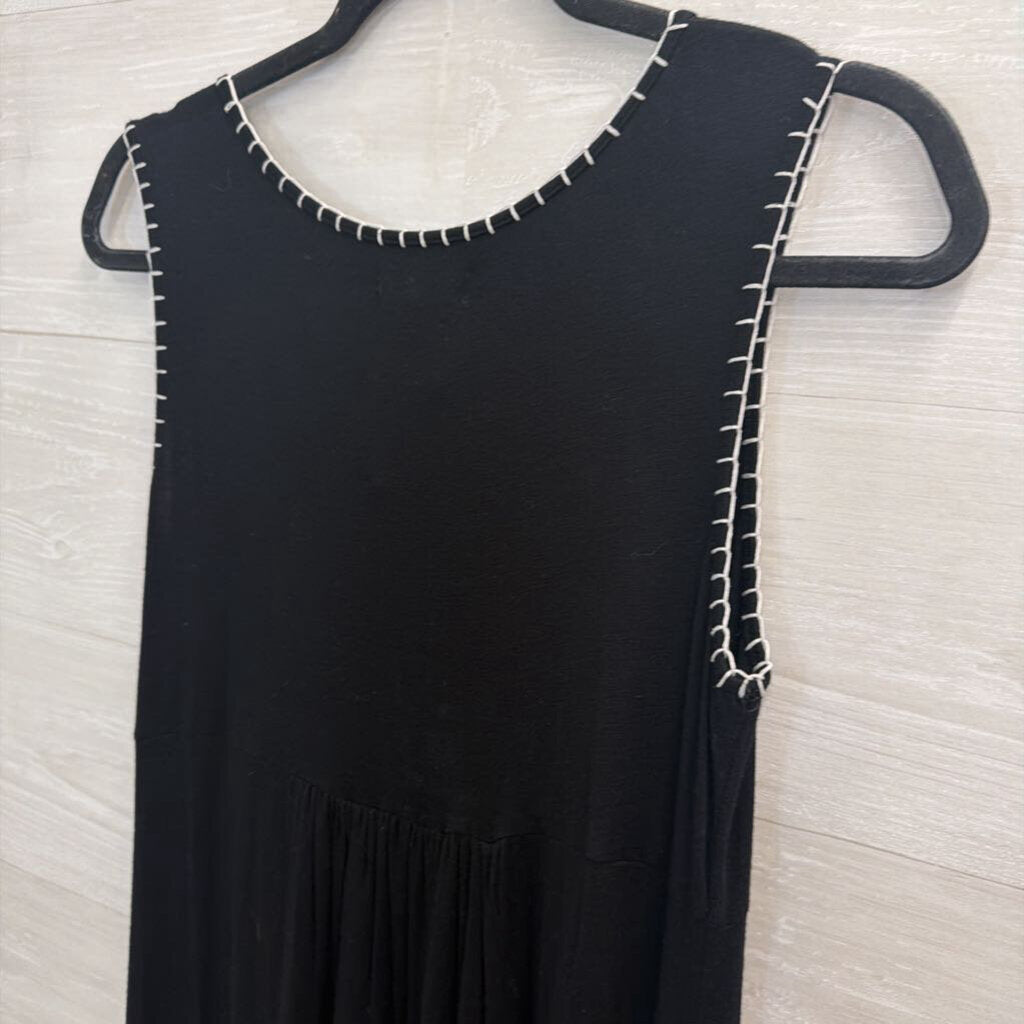 Grace Dresses Black/ Multi Embroidered Sleeveless Maxi Dress Small