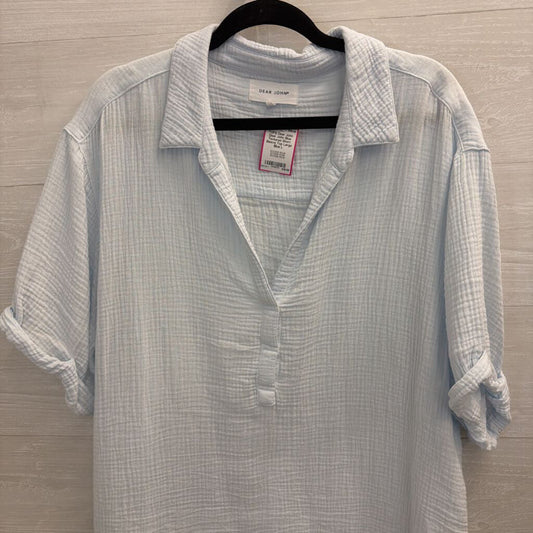 Dear John Blue Textured Short Sleeve Top Large