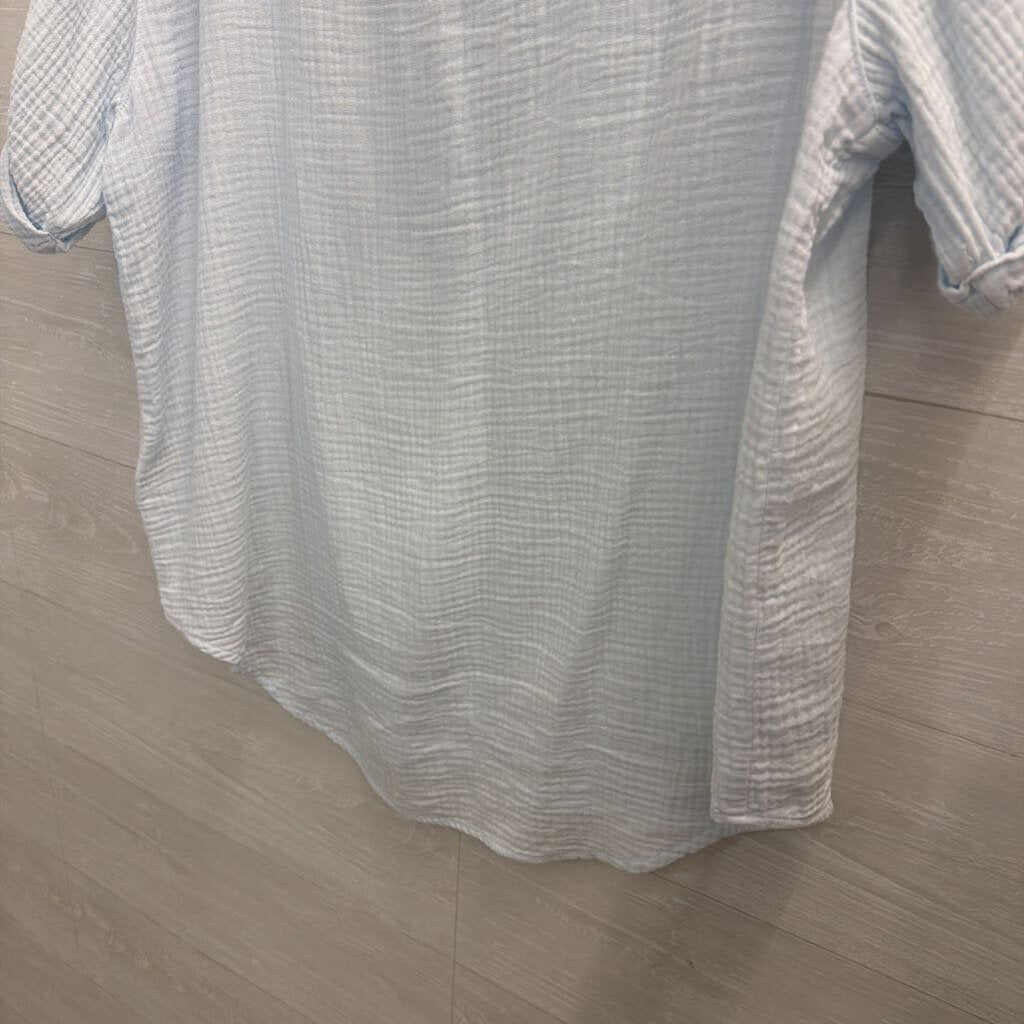 Dear John Blue Textured Short Sleeve Top Large