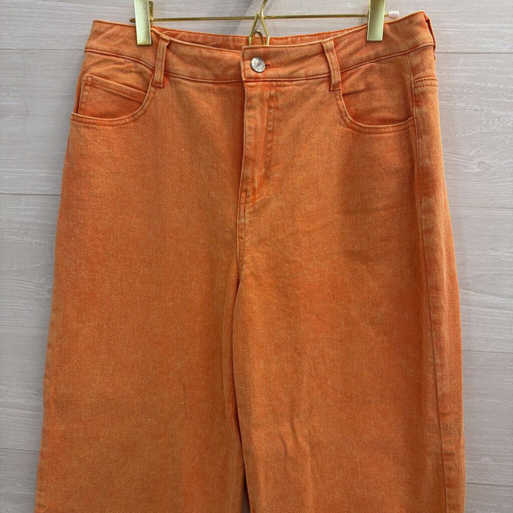 Entro Orange Denim Wide Leg Jeans Large