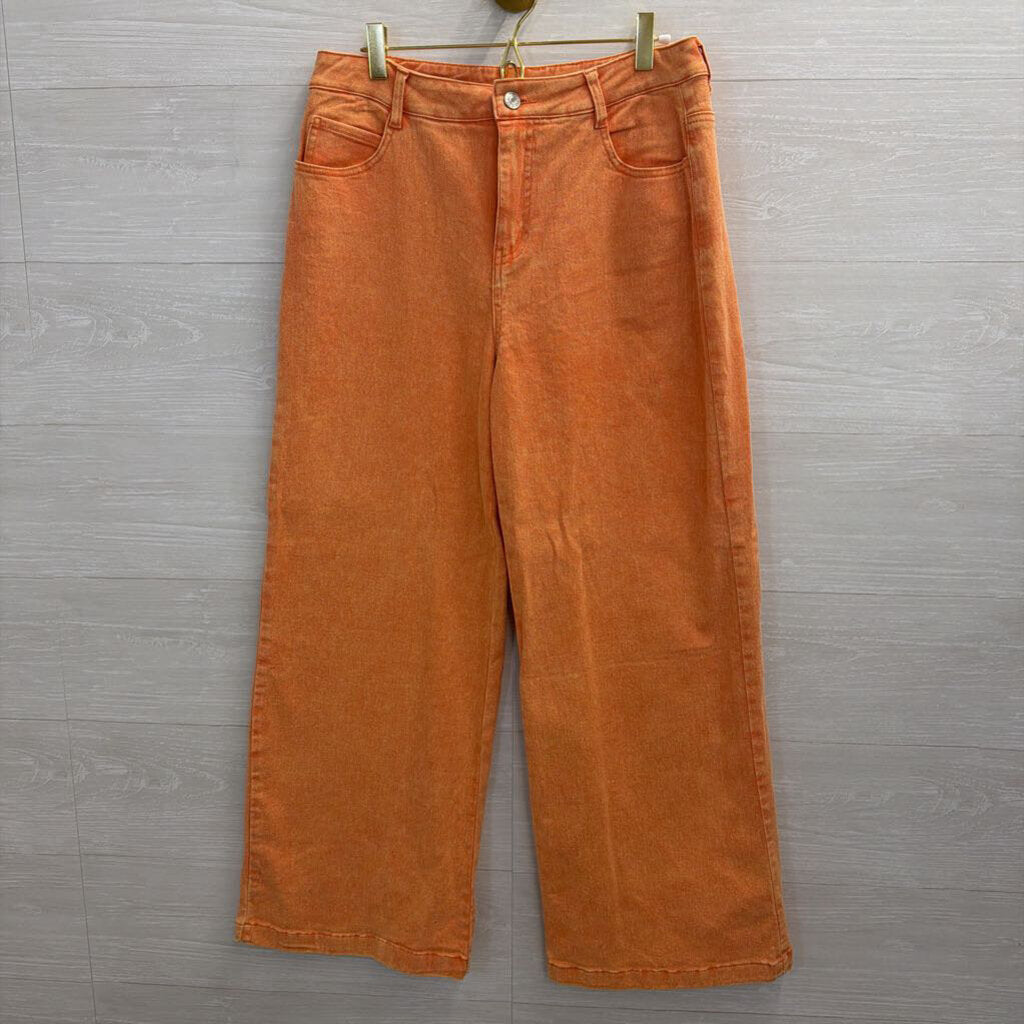 Entro Orange Denim Wide Leg Jeans Large