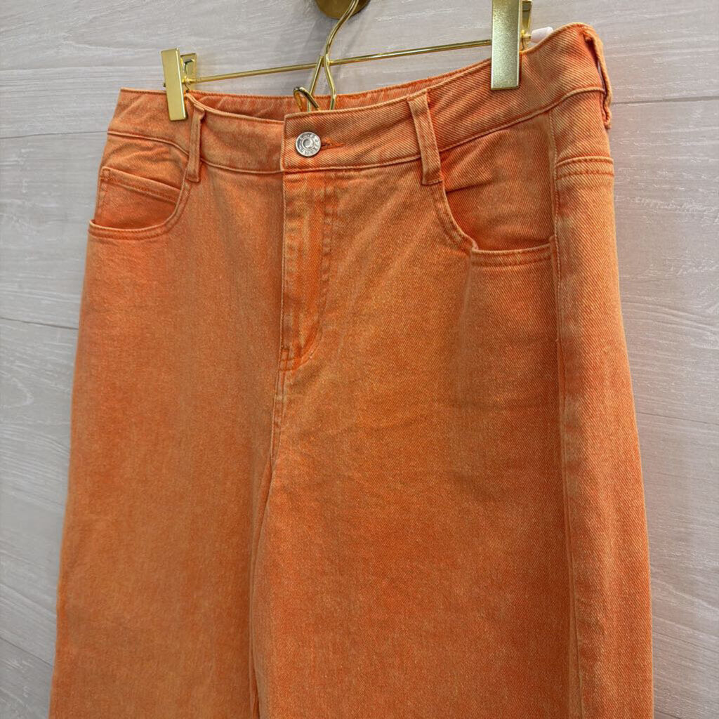 Entro Orange Denim Wide Leg Jeans Large