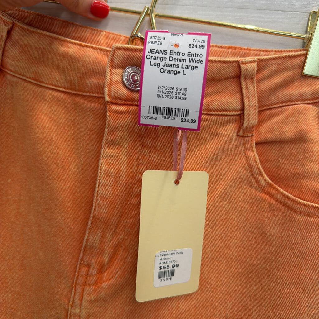 Entro Orange Denim Wide Leg Jeans Large