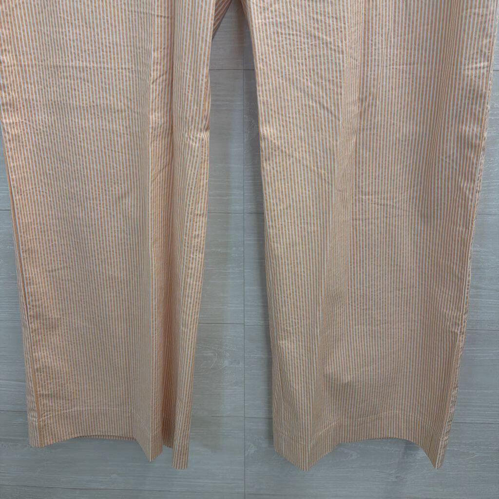 Loft White/ Orange Striped Wide Leg Pants 12