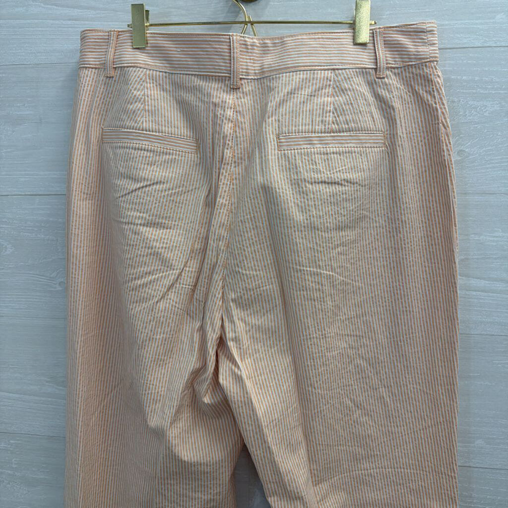 Loft White/ Orange Striped Wide Leg Pants 12