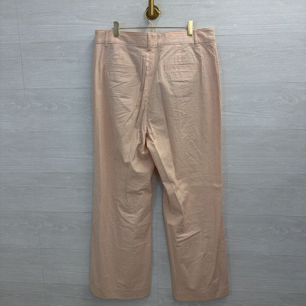 Loft White/ Orange Striped Wide Leg Pants 12
