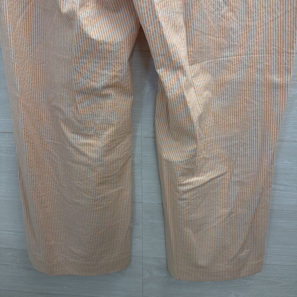 Loft White/ Orange Striped Wide Leg Pants 12