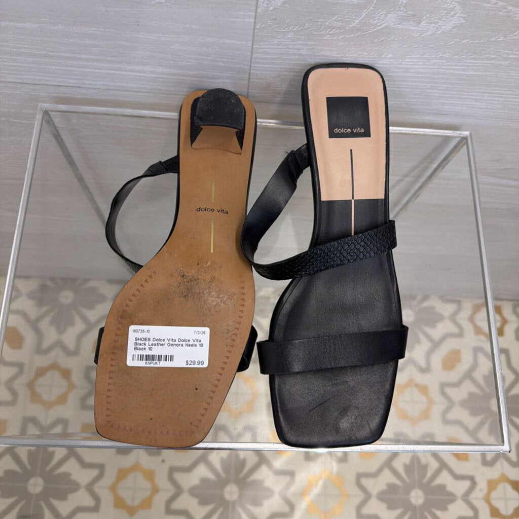 Dolce Vita Black Leather Genora Heels 10