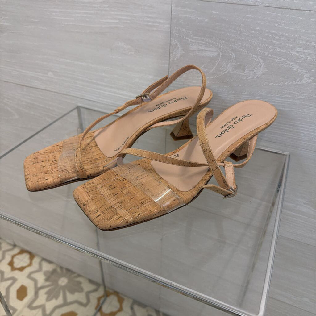 Pedro Anton Cork Strappy Sandal Heels 41