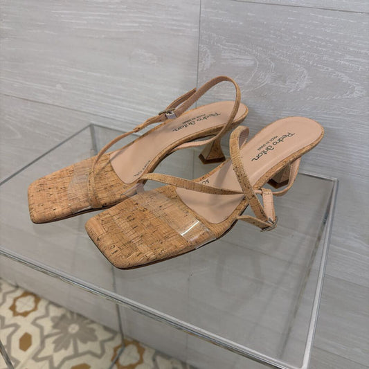 Pedro Anton Cork Strappy Sandal Heels 41
