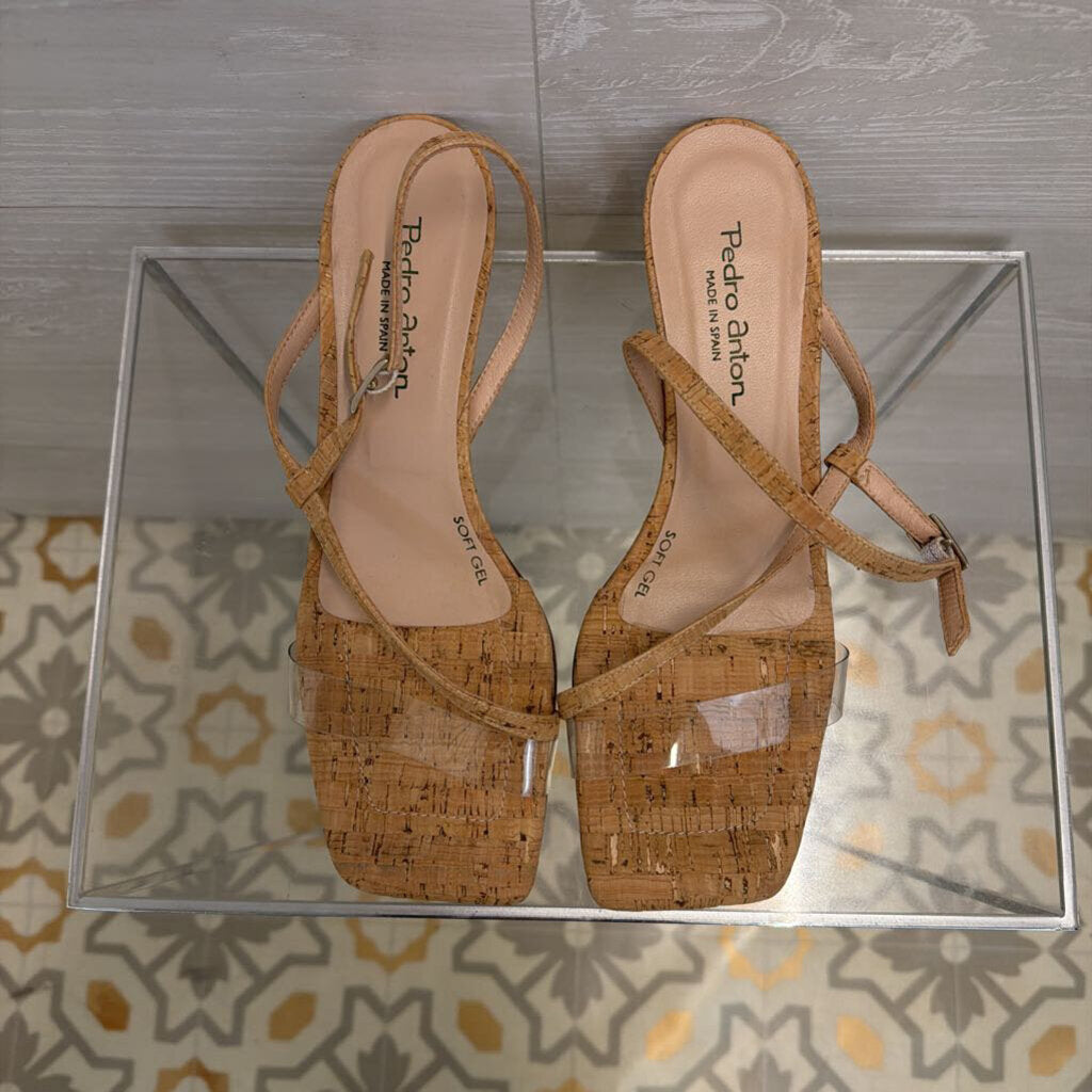 Pedro Anton Cork Strappy Sandal Heels 41