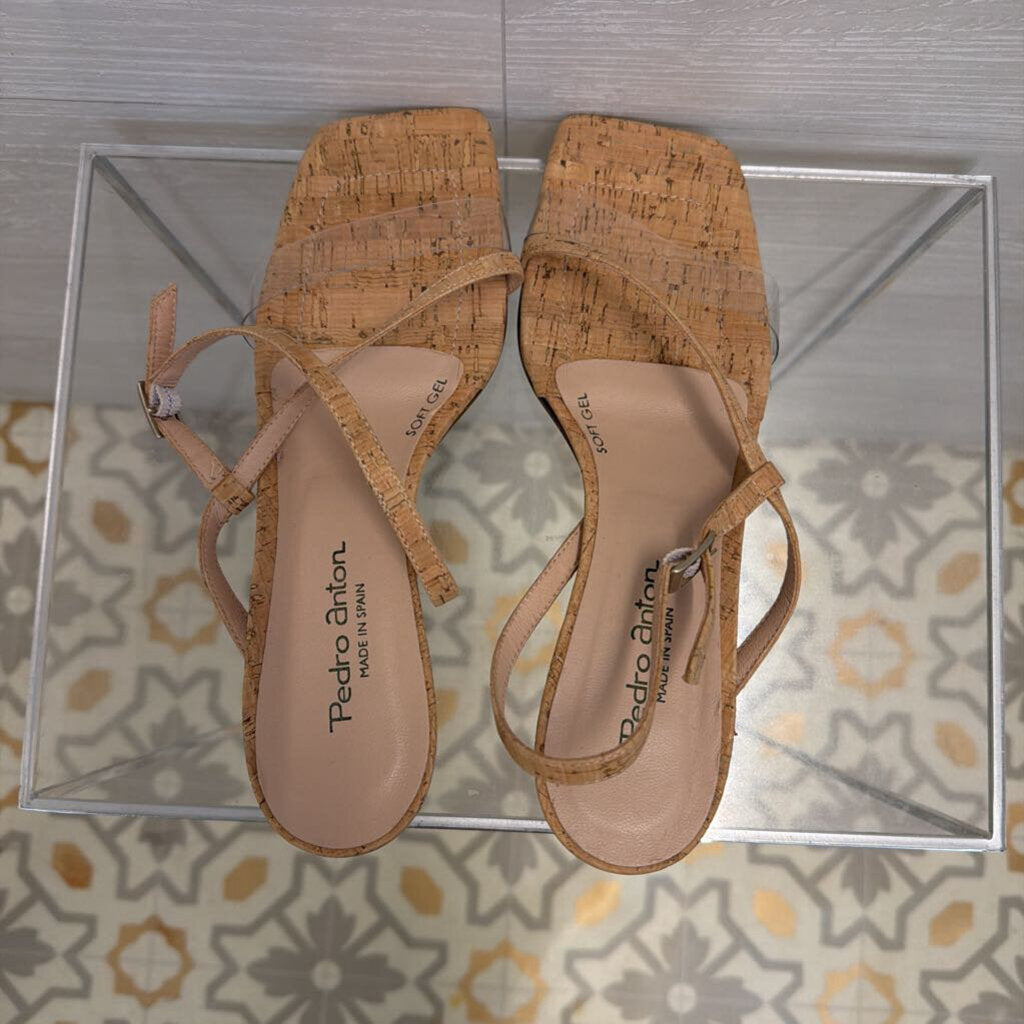 Pedro Anton Cork Strappy Sandal Heels 41