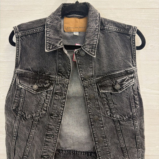 American Eagle Black Denim Vest Top Small
