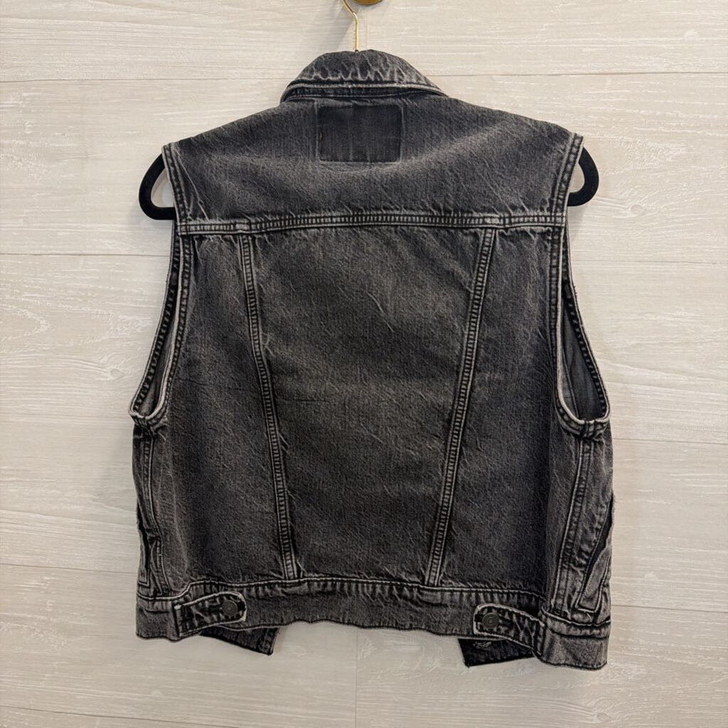 American Eagle Black Denim Vest Top Small