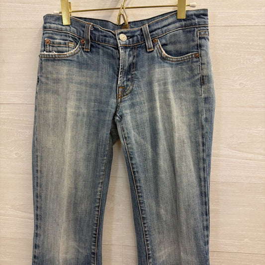 7 For All Mankind Light Wash Embroidered Flare Leg Jeans 27