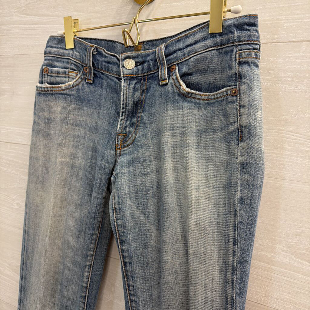 7 For All Mankind Light Wash Embroidered Flare Leg Jeans 27