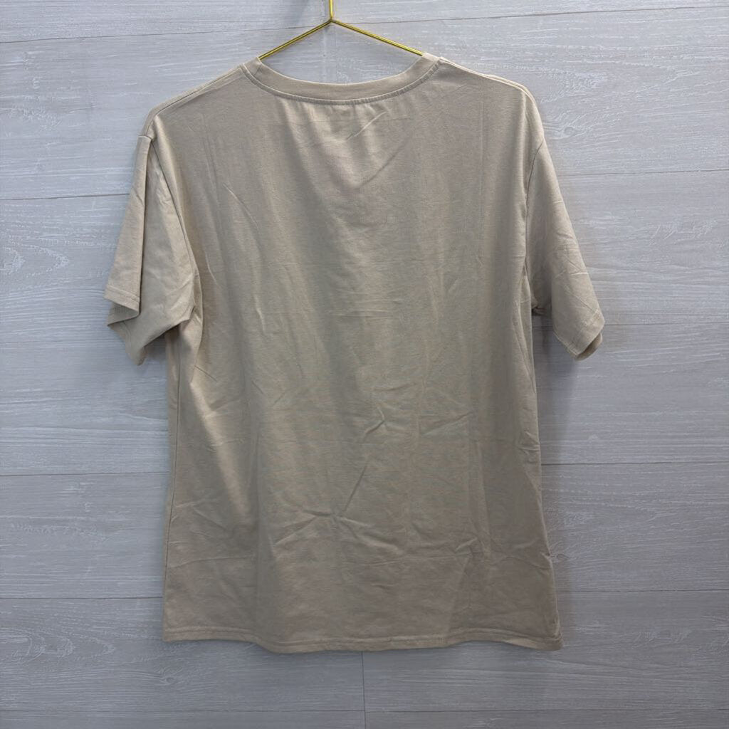 Beige/ Multi Floral Bird Short Sleeve Graphic Tee Large