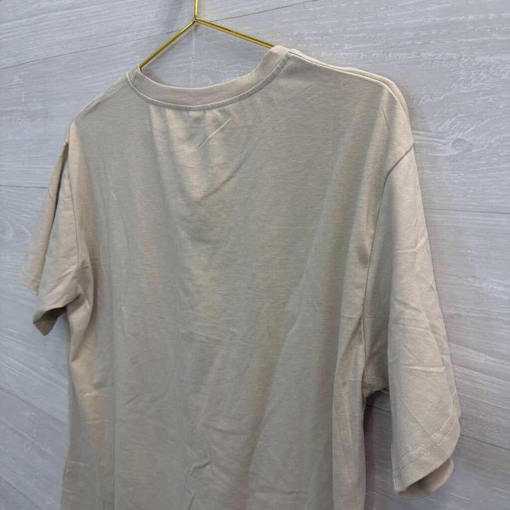 Beige/ Multi Floral Bird Short Sleeve Graphic Tee Large