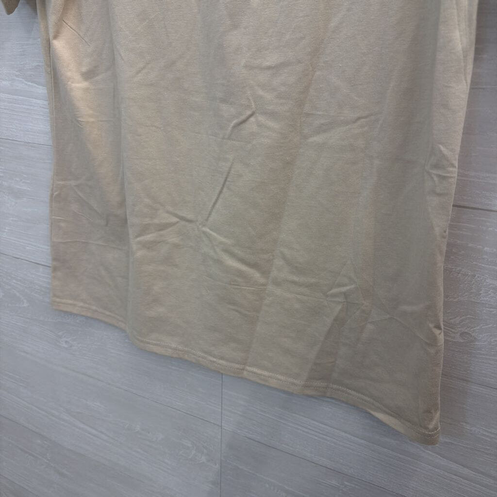 Beige/ Multi Floral Bird Short Sleeve Graphic Tee Large