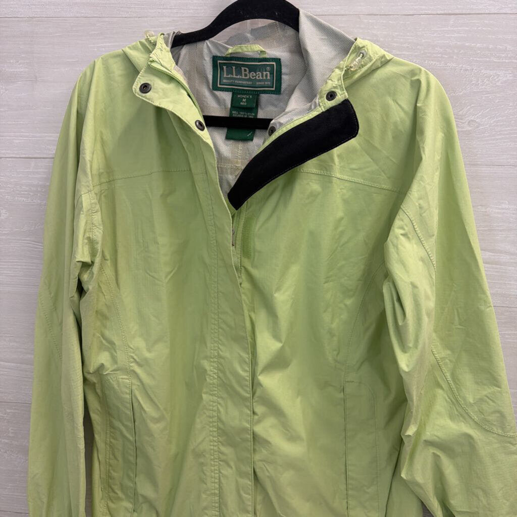 LL Bean Green Zip Up Hooded Windbreaker Jacket Medium