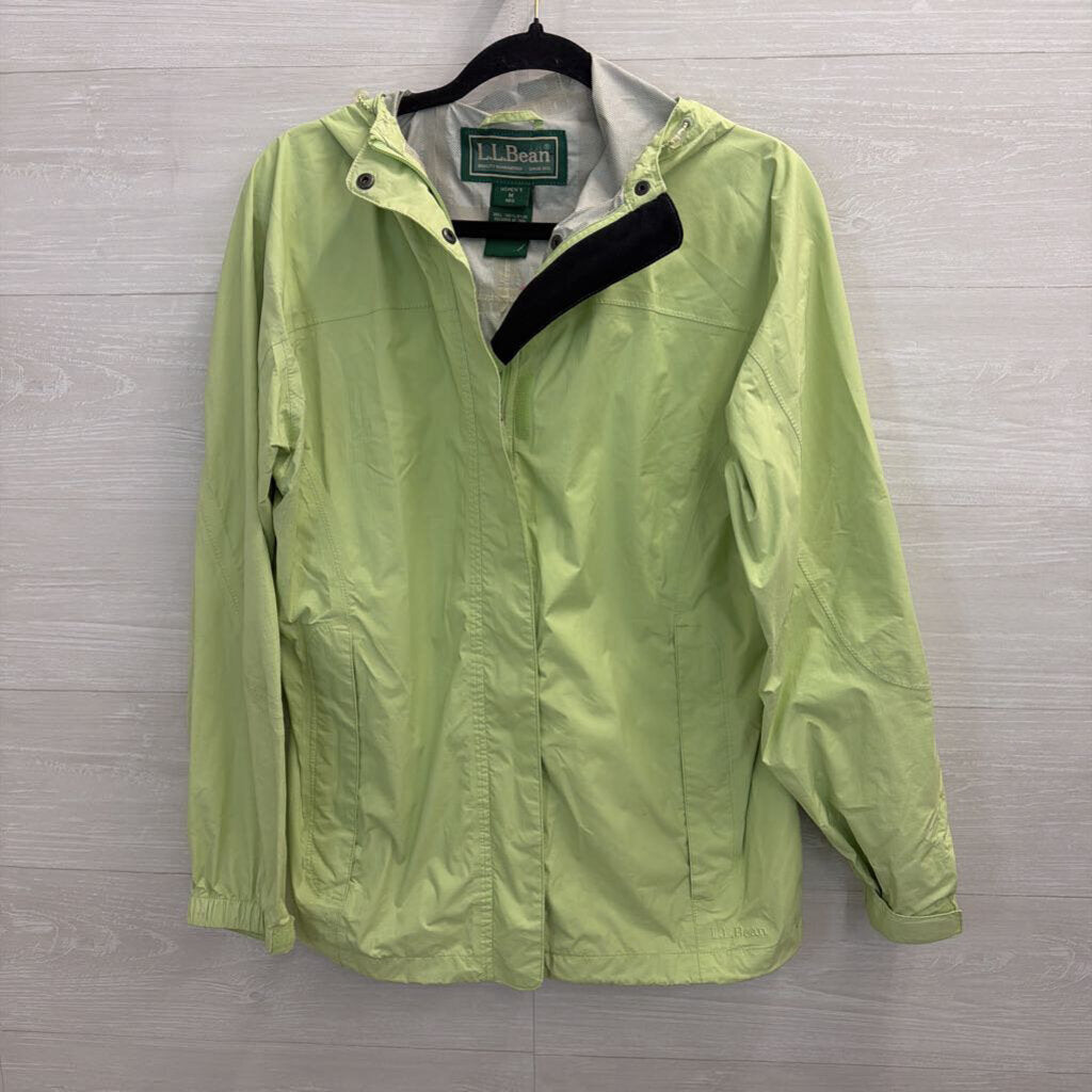 LL Bean Green Zip Up Hooded Windbreaker Jacket Medium