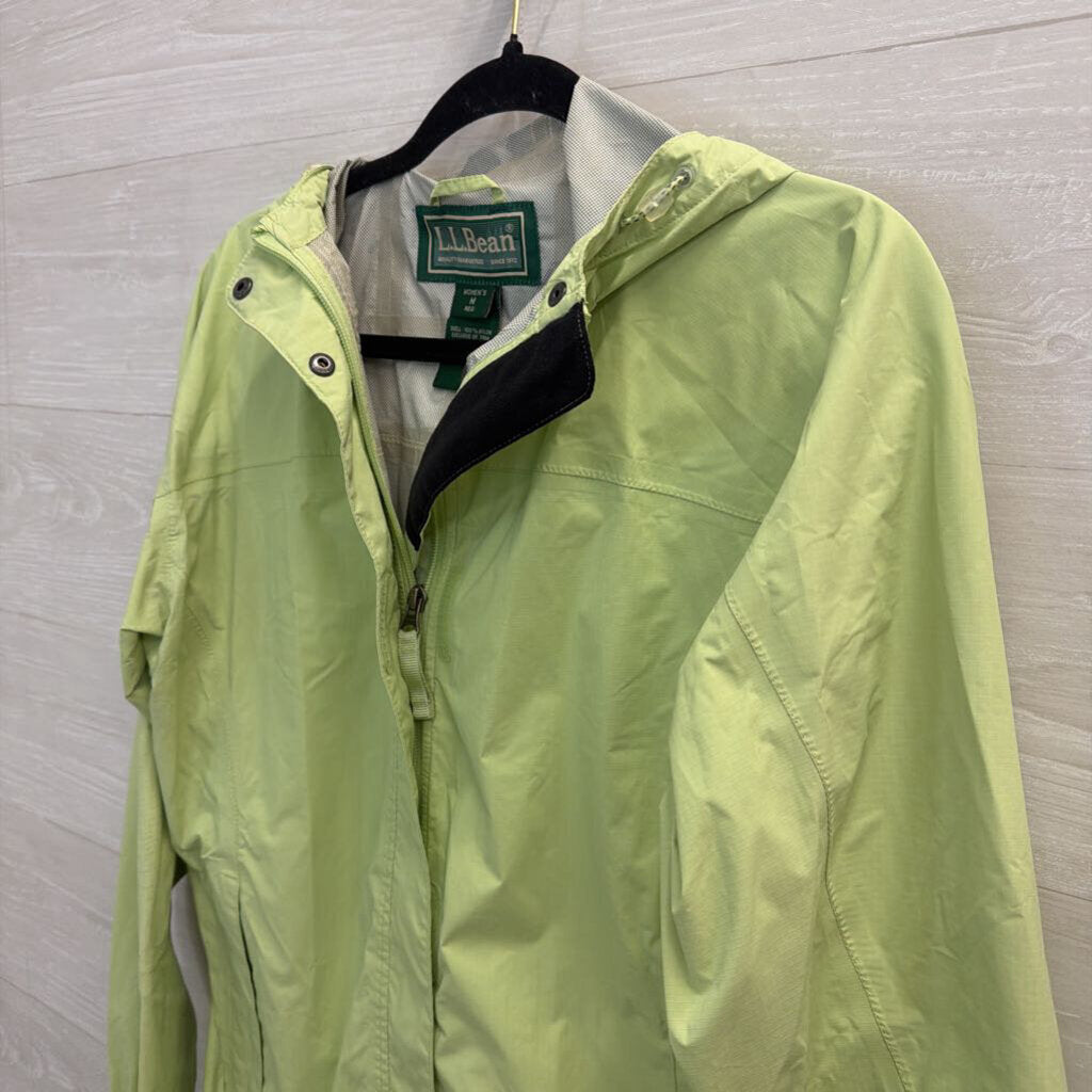 LL Bean Green Zip Up Hooded Windbreaker Jacket Medium