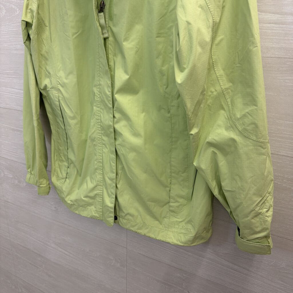 LL Bean Green Zip Up Hooded Windbreaker Jacket Medium