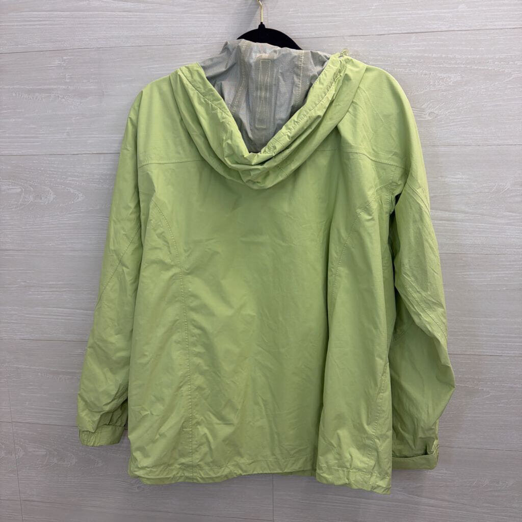 LL Bean Green Zip Up Hooded Windbreaker Jacket Medium